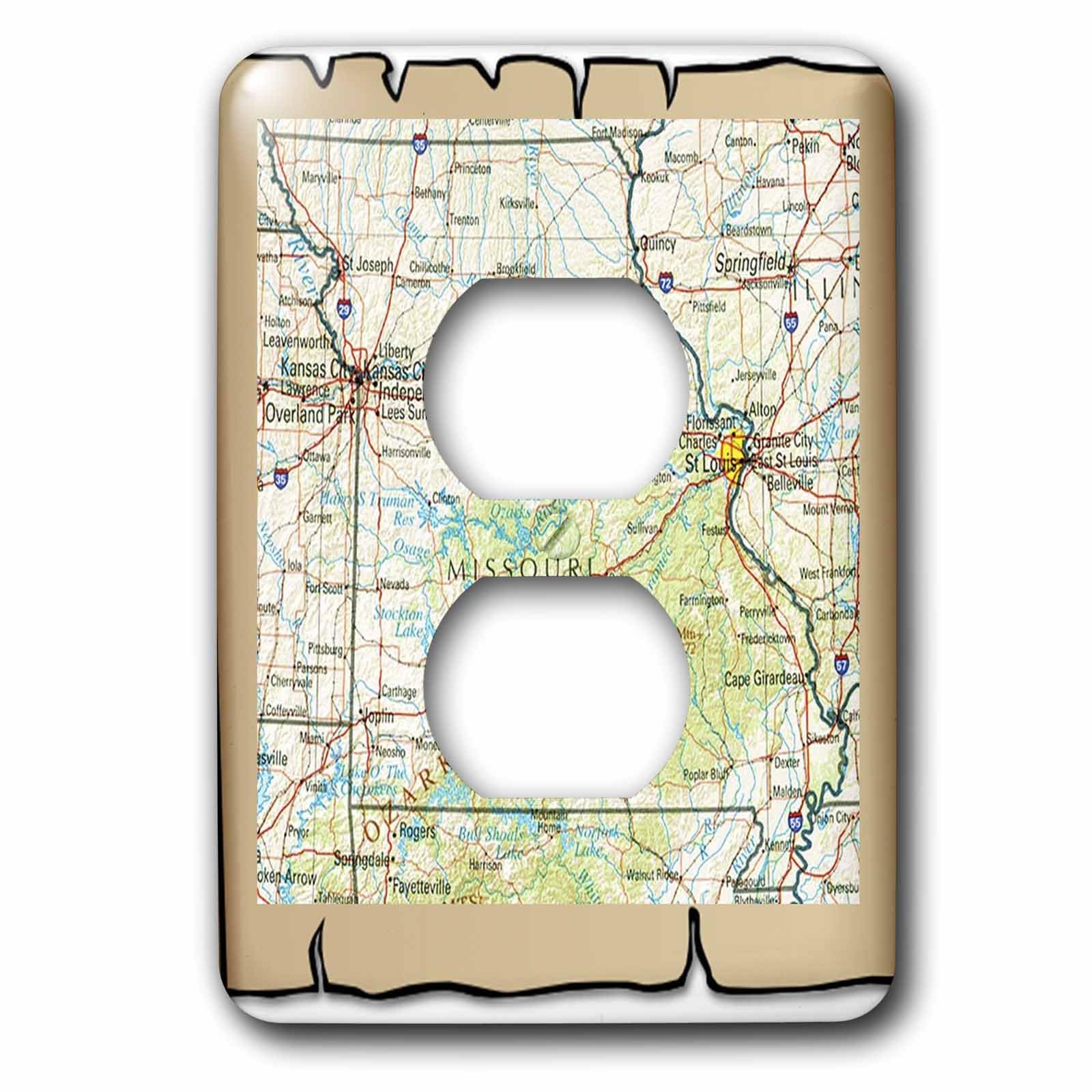 Carte encadrée du Missouri 3dRose pour cacher les fiches avec 2 prises de courant
