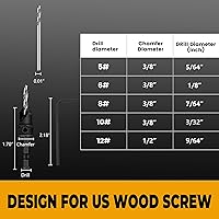 Vista 4 de MulWark Countersink Drill Bit Set, 11 PCS Counter Sink Drill Bits Adjustable, #5, #6, #8, #10, #12, HSS Woodworking Drill Bit Set with 3/8