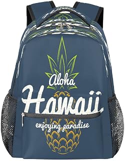 Mochilas escolares leves para meninos e meninas, adolescentes, abacaxi, Havaí, à prova d'água, 40,64 cm, para viagem, laptop, casual, adequado para homens e mulheres, trabalho, viagens, caminhadas, acampamento, Multicor, Medium, Mochilas Daypack