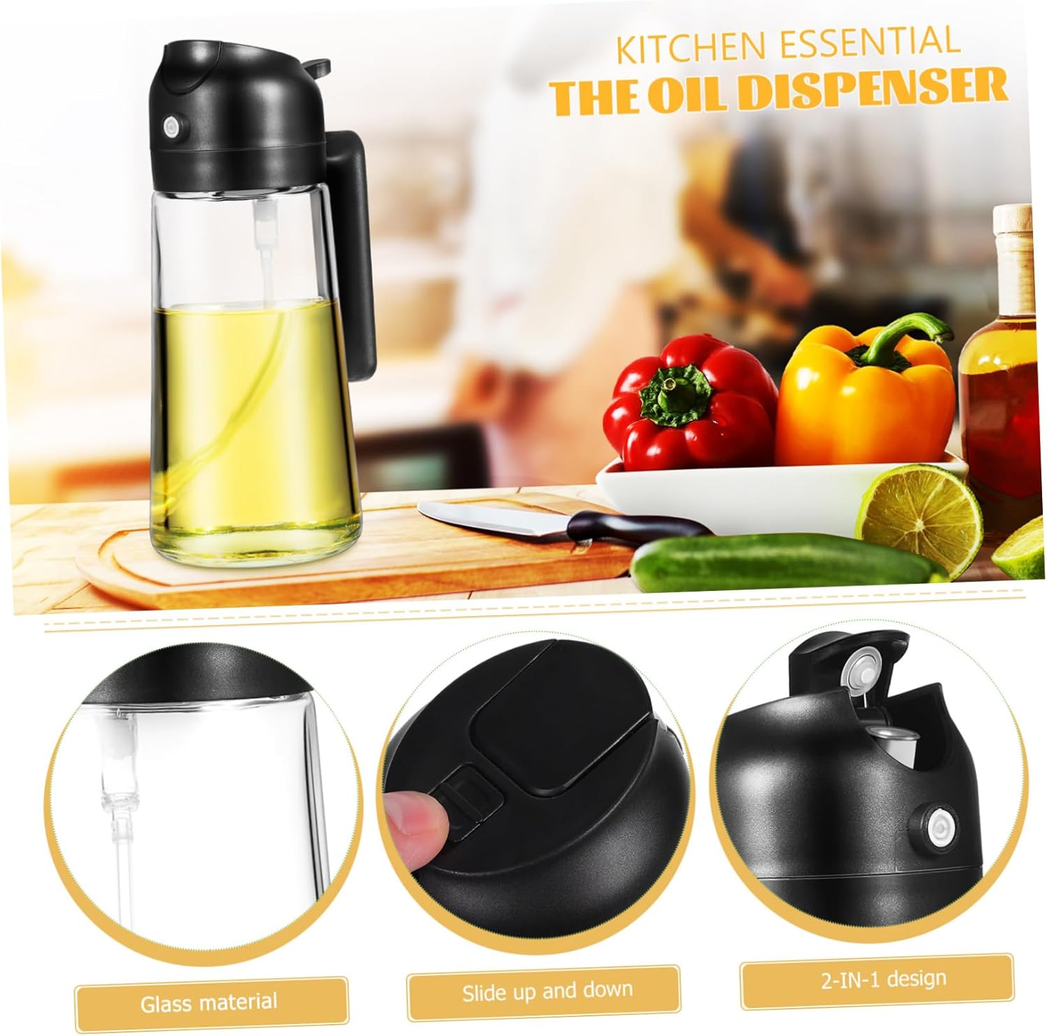 Oil Dispenser Spray Bottle Glass Olive Oil Dispenser Pump Bottle Leakproof Design Easy to Use