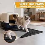 Pieviev Cat Litter Mat Trapper - 76 x 61cm Honeycomb Double Layer Tapis Litiere Chat -Traps Messes, Easy Clean and Durable (Black)
