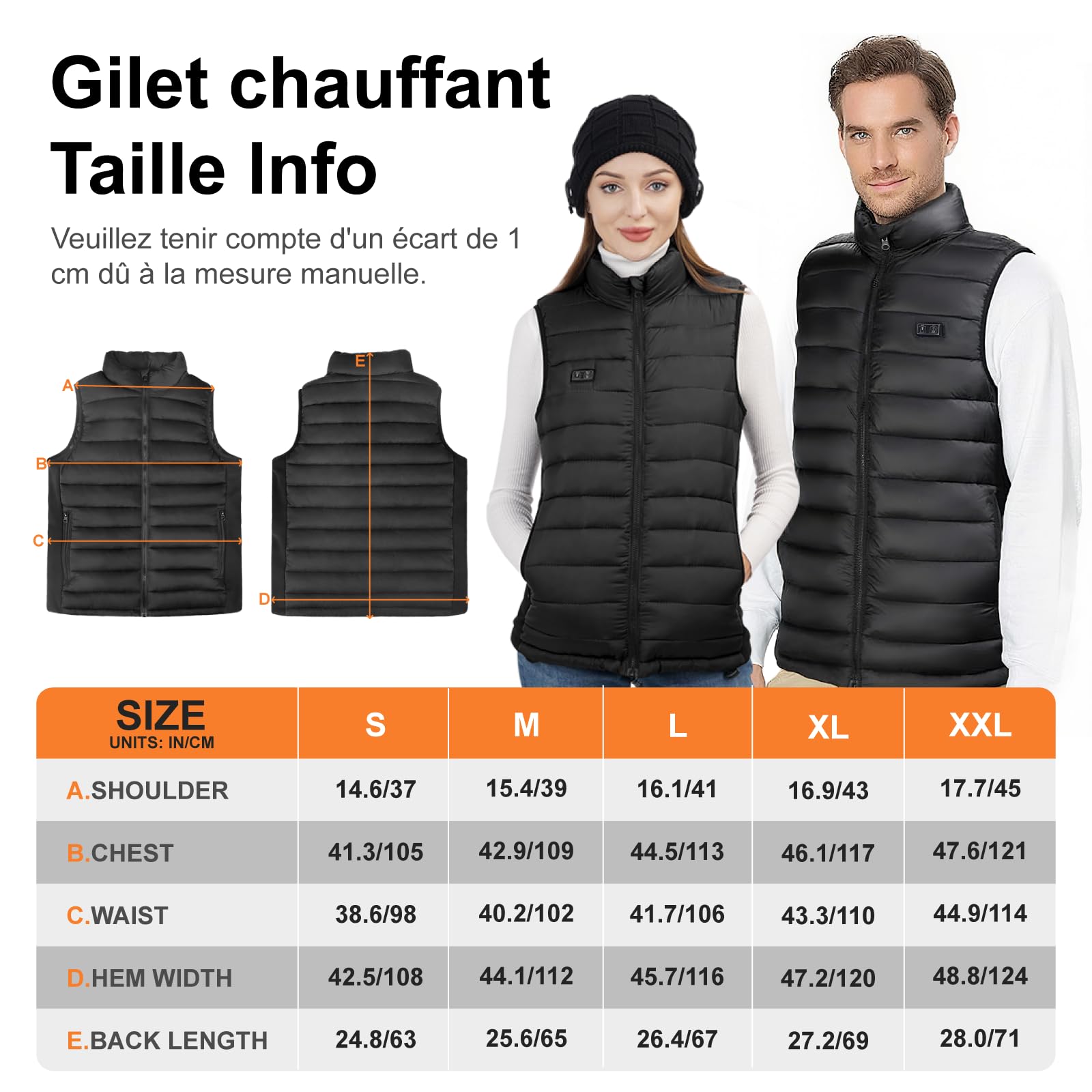 Seenlast Veste Chauffante Femme avec Batterie 10000mAh 5V, Chauffage 4 Zones 3 Niveaux, Lavable en Machine