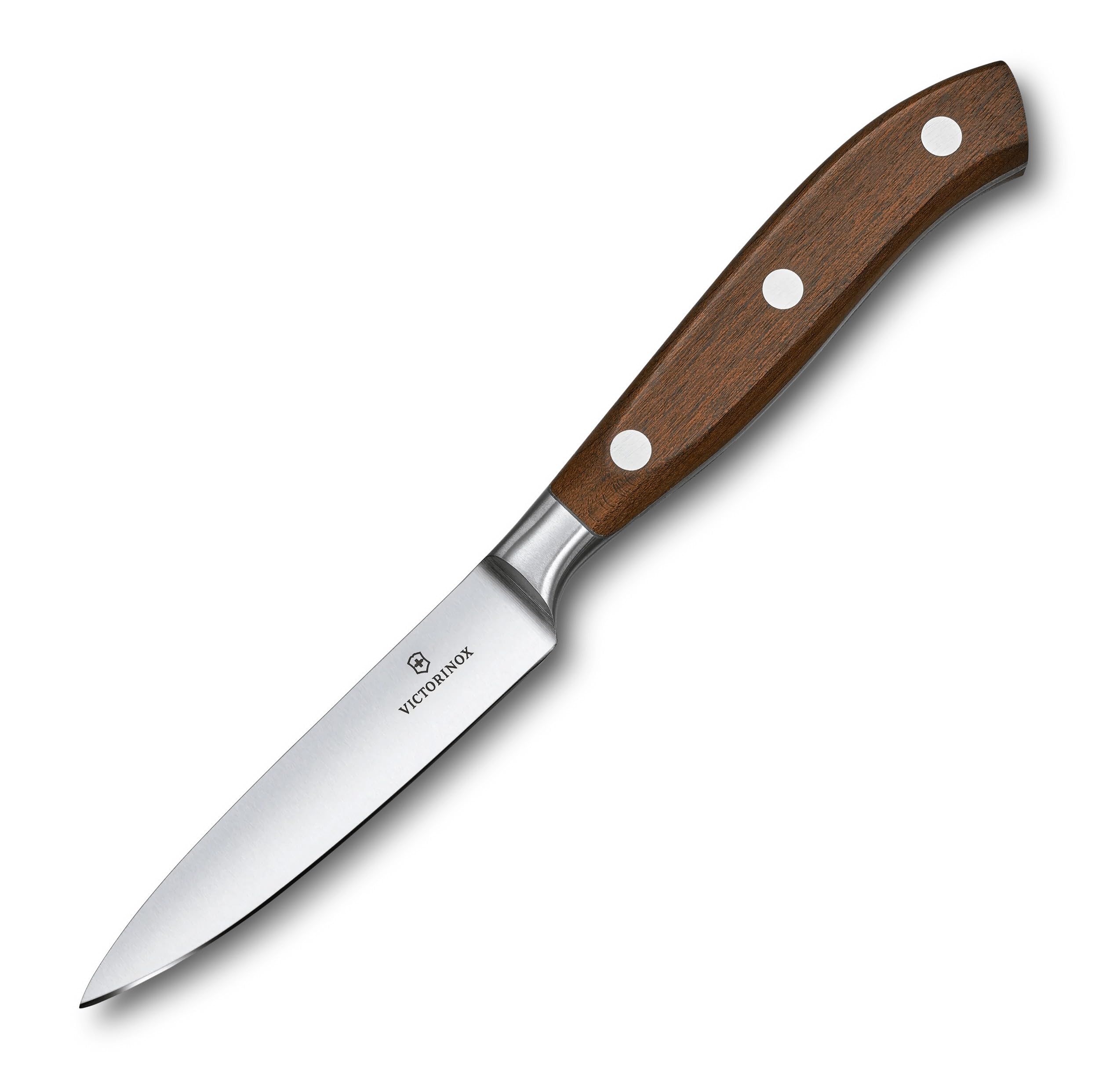 Victorinox Grand Maître Wood Cuchillo de oficina forjado de 10 cm con filo recto, mango de madera