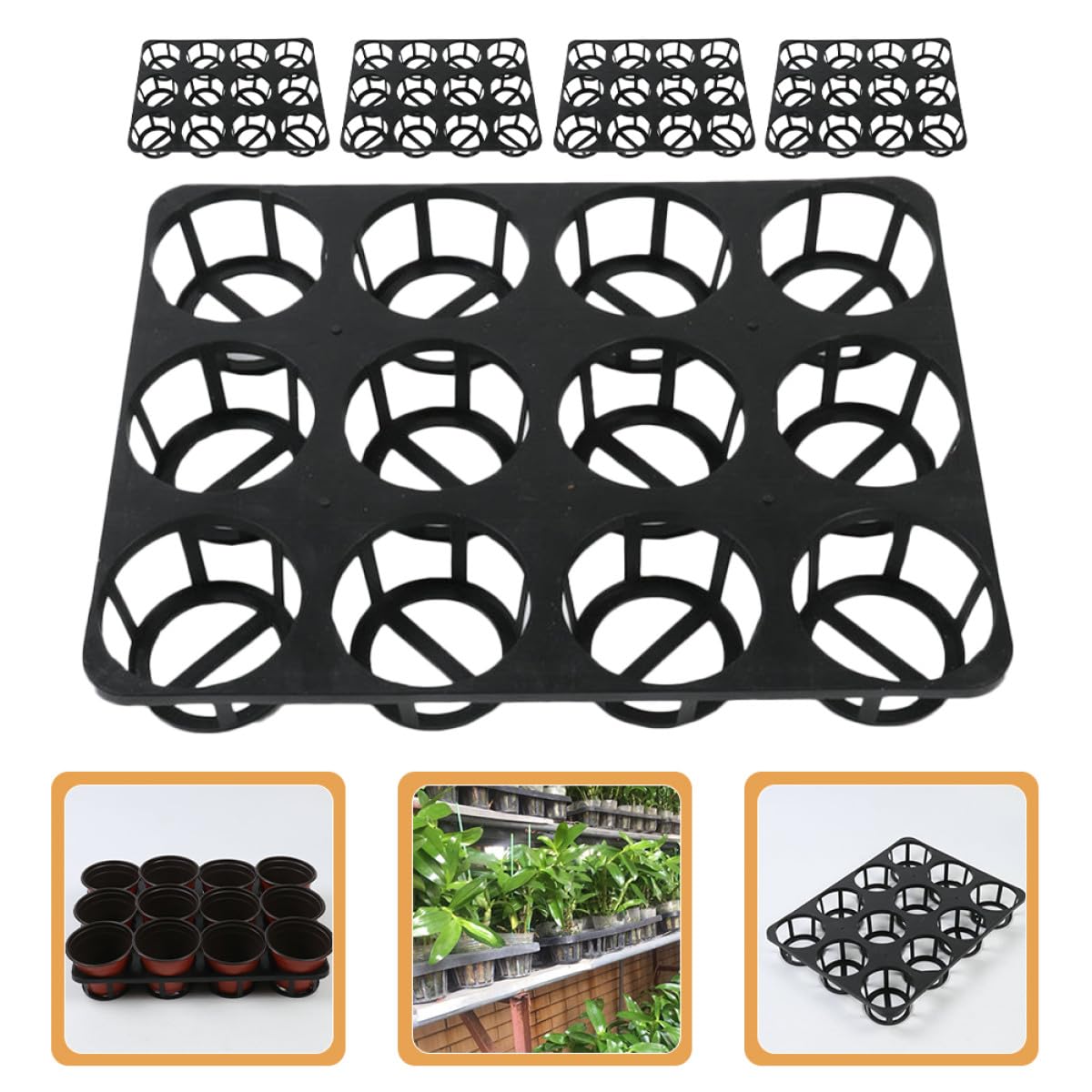 Supports Germination Plateaux ou en Plastique de pour Noir 5pcs Lisse et Trous Ronds Propagation de Plantes en Intérieur ou Jardin