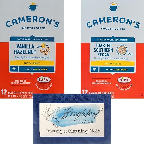 Miniatura 2 de Paquete variado de cápsulas ecológicas K-Cup de café con nuez de nuez de nuez y nuez con paño Brightest Place Clean Up y 2 cajas de café Cameron en