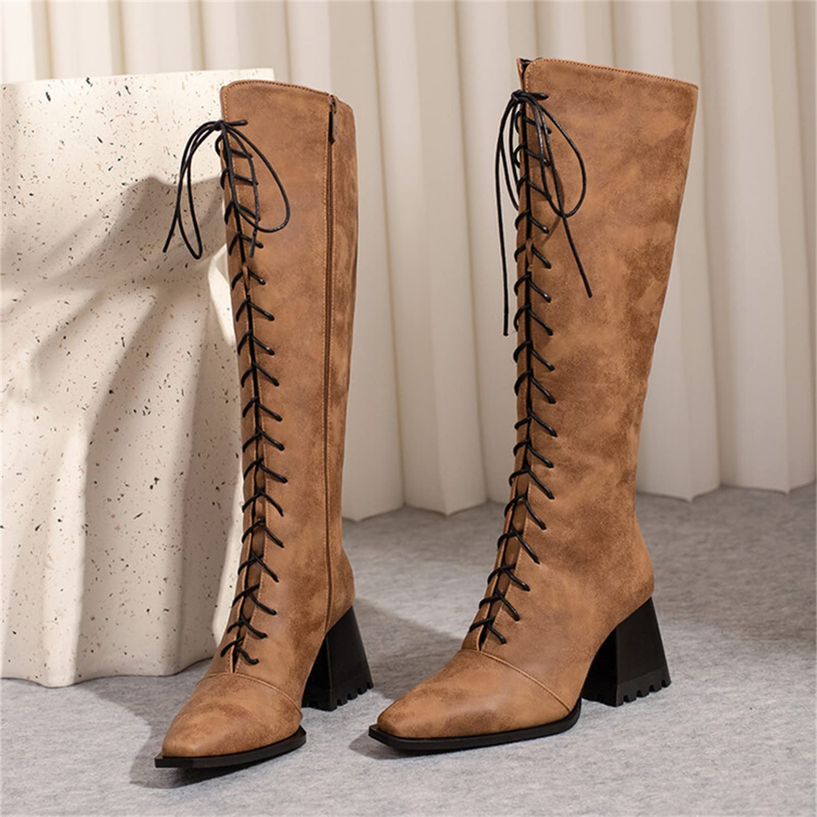 Botas de lluvia con estampado de leopardo para mujer, talla grande, para caminar, hasta la rodilla, de gamuza, fáciles de poner en la ciudad, clima frío, con cremallera en el tobillo, forradas de piel