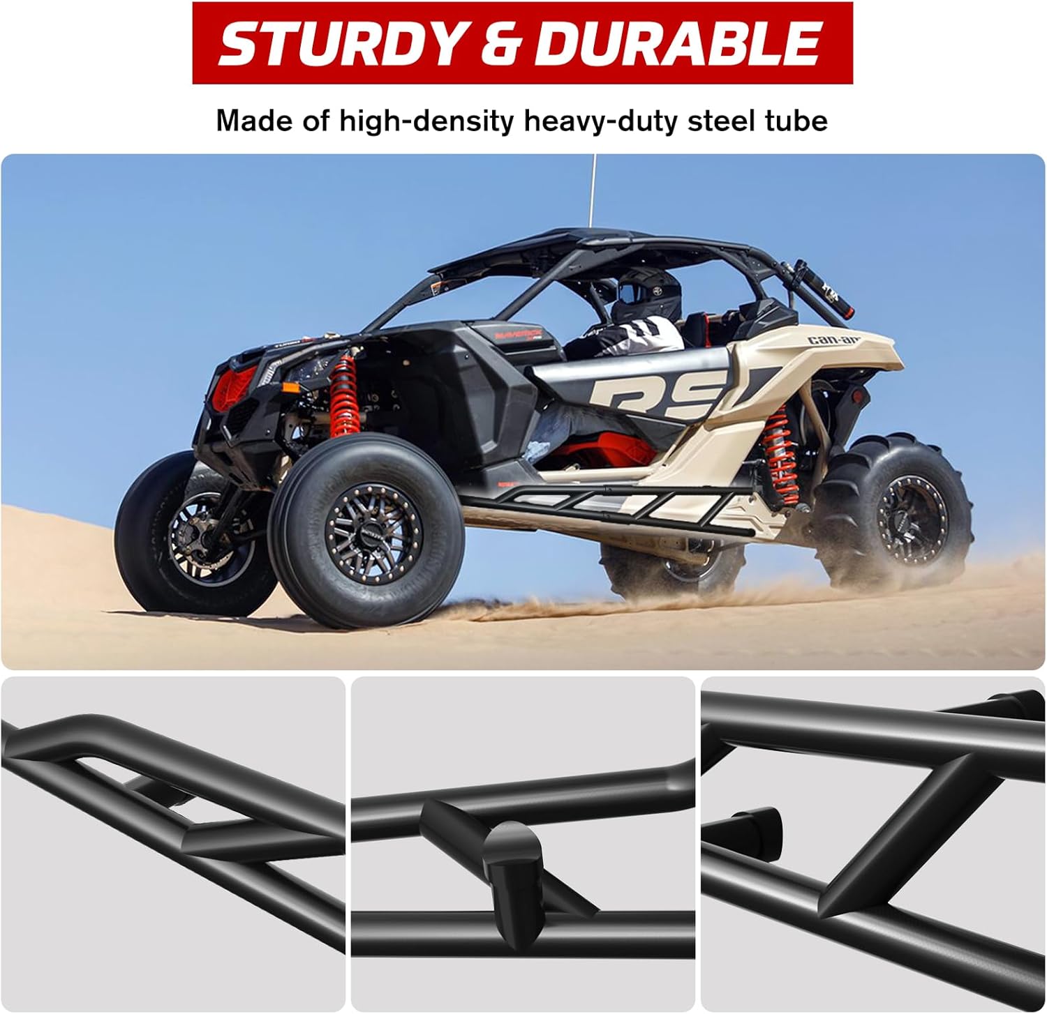 X3 Nerf Bars Rock Sliders, Heavy Duty Side Bumper Protector Guard Side Steps Combined Nerf Bars Tree Kickers for Can-Am Maverick X3 Turbo R RR 2017-2025 All Models Accessories -2 Seaters
