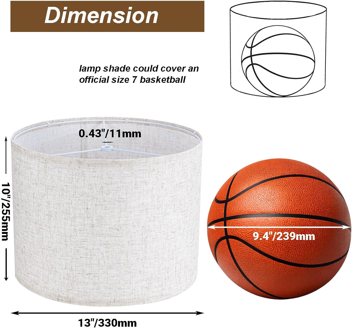 13" Lamp Shades Set of 2 (Spider Fitter), Includes 2 Harps & Finials, Natural Linen Drum Lampshade Replacement for Table Lamps (13" Top x 13" Bottom x 10" High)