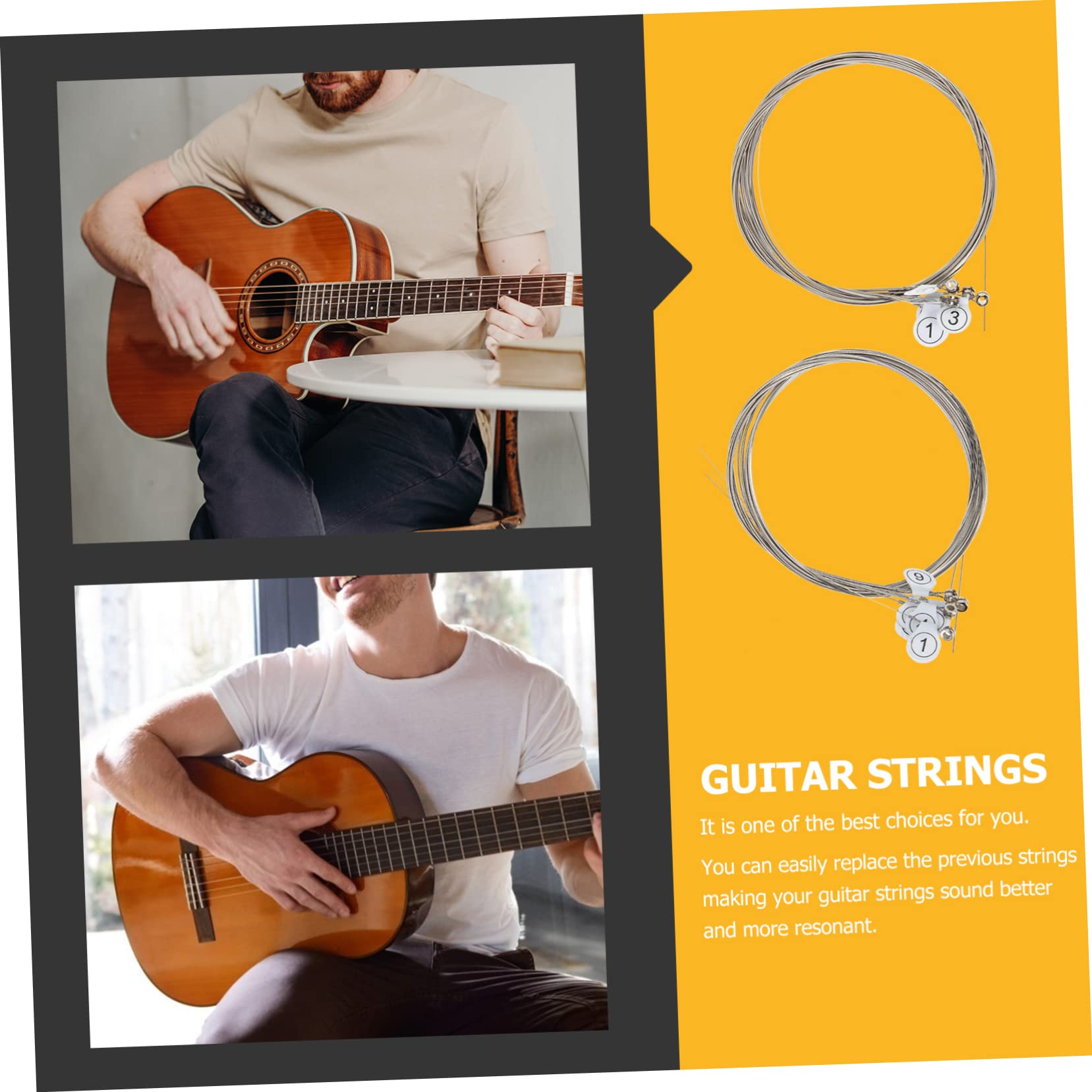 BESTonZON 8sets Corde Per Chitarra Elettrica e Folk String Replacement Per Musicisti Accessori Per Chitarra Resistente e Duraturo