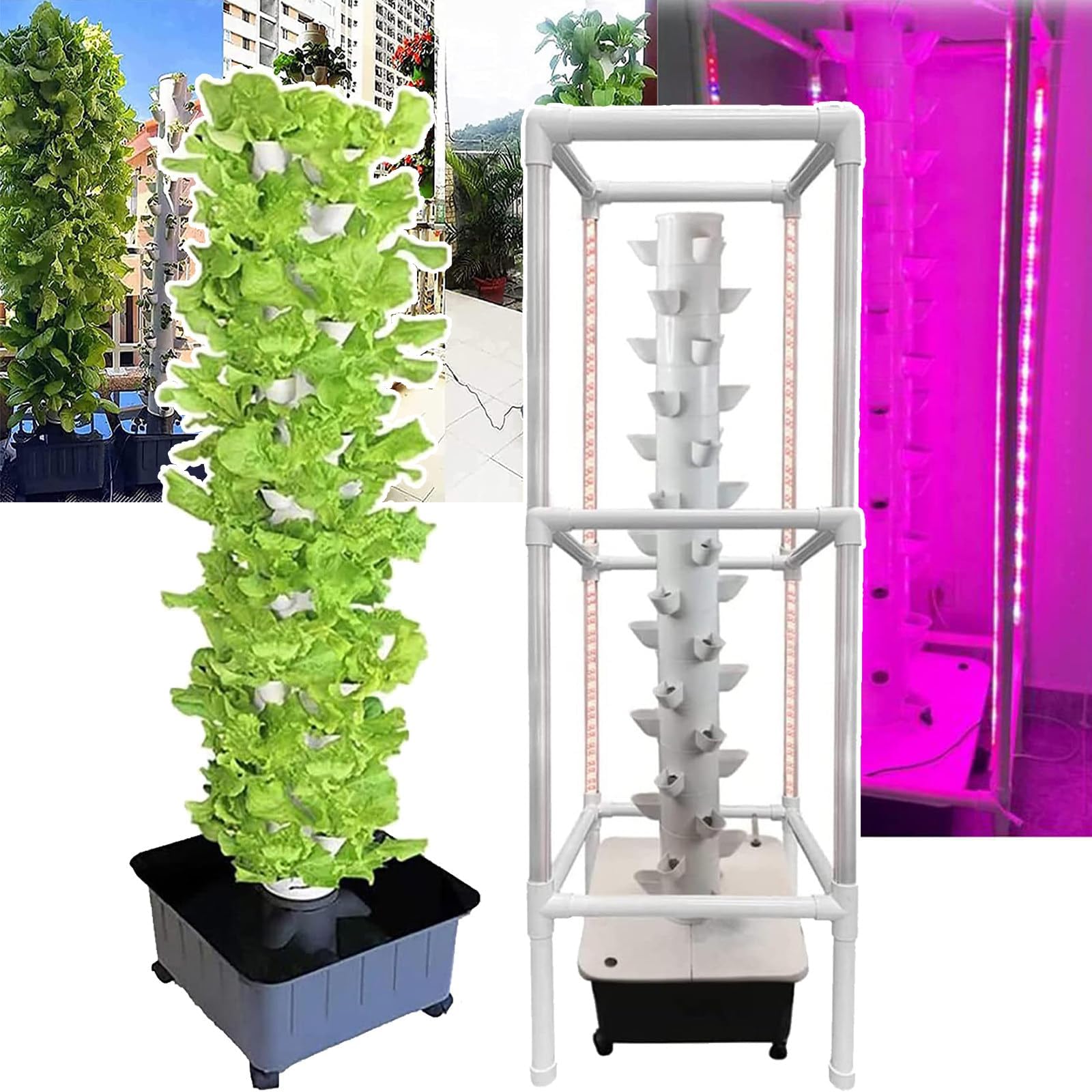 Tour hydroponique verticale pour fruits avec LED pour cuisine et balcon