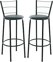 Kit 2 Banquetas Altas 3 Arames, 70 cm, para Cozinha e Balcão, Acabamento Preto, Assento em Junco (PRETO)