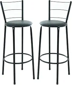 Kit 2 Banquetas Altas 3 Arames, 70 cm, para Cozinha e Balcão, Acabamento Preto, Assento em Junco (PRETO)