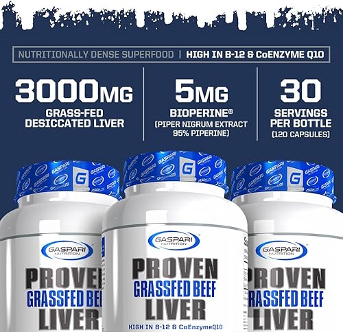 Miniatura 6 de Gaspari Nutrition Hígado probado, hígado de res alimentado con pasto, superalimento nutricionalmente denso, apoya el rendimiento atlético, factores