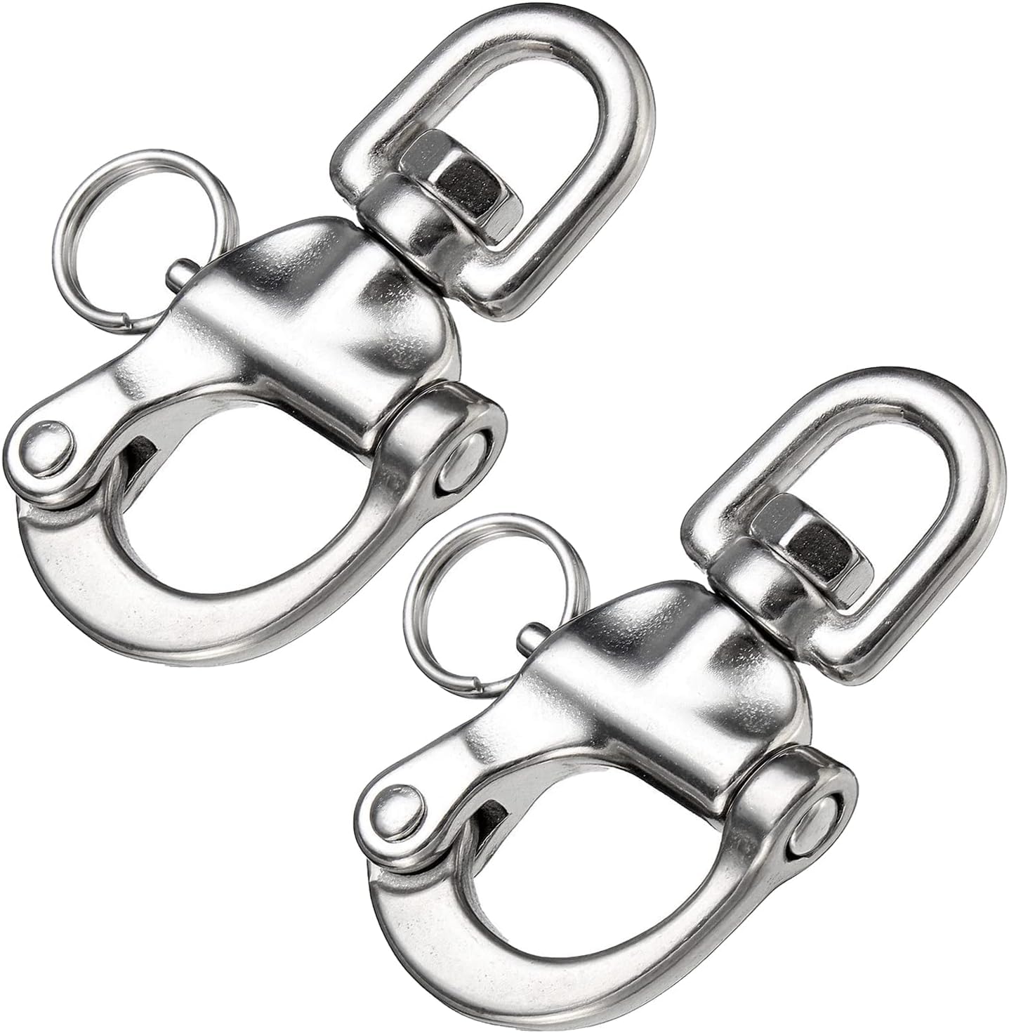 QualiTime 2Pack 316 Stainless Steel Swivel Eye Snap Shackle, 3.5