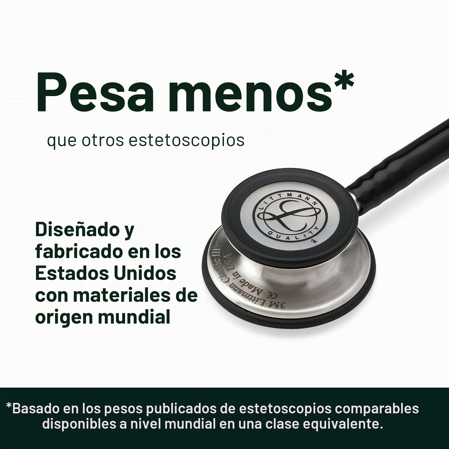 3M Littmann Fonendoscopio para monitorización Classic III, tubo azul cielo, 68,5 cm, 5630