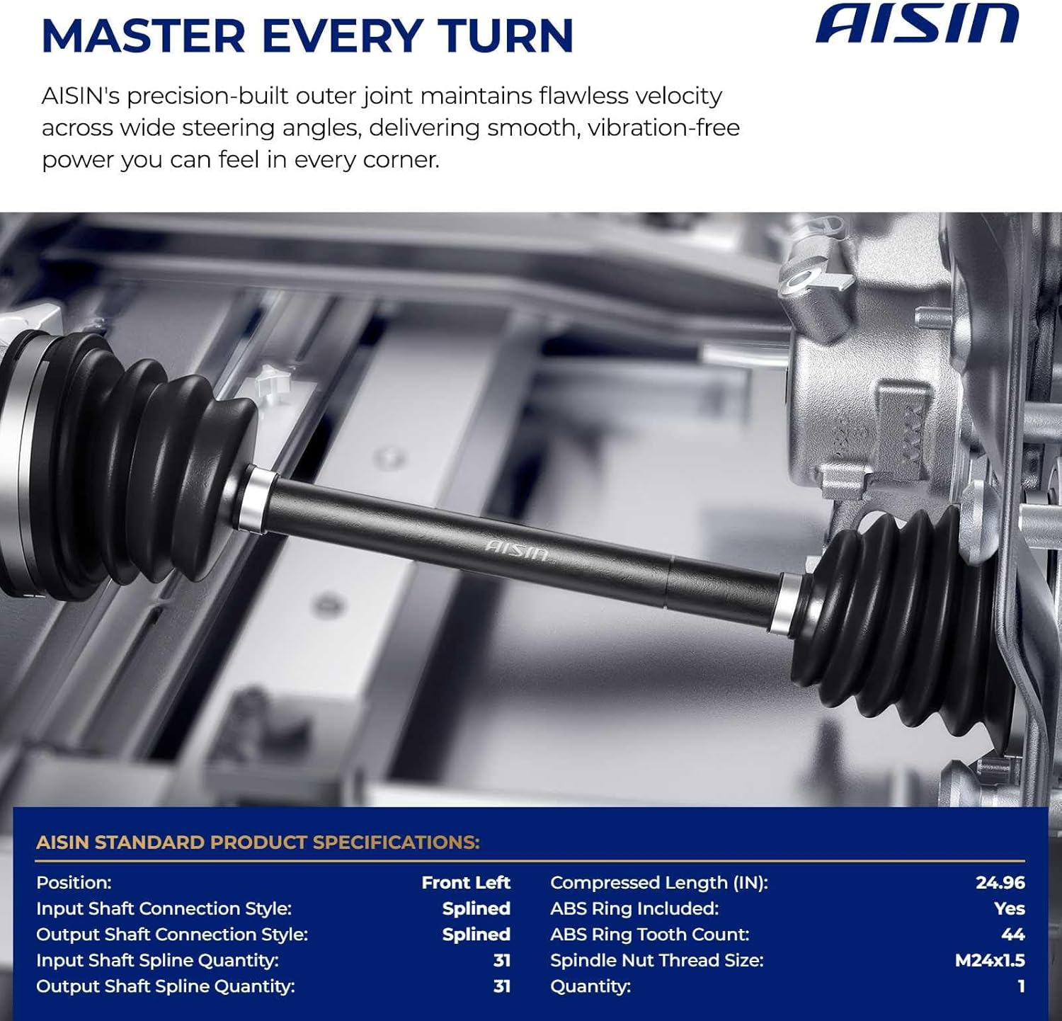 AISIN CVAZ-01474 フロントドライバーCVアクスルシャフトアセンブリ - マツダ CX-9 2007-2015、CX-