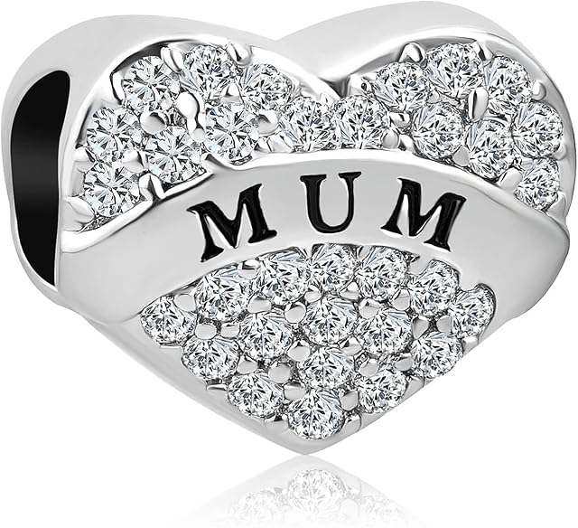 MiniJewelry Women Girls Love Sparkling Charm for Bracelet Necklace Pendant Shining Diamond Clear CZ Bead Gift for Aunt Niece Nephew Cousin Mom Sister Birthday Anniversary