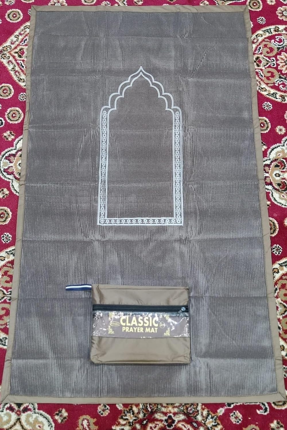 Zooberary Safri Velvet Prayer Mat/Full Travel Prayer Mat/Portable Serenity/Pocket Friendly Pouch Packing Velvet Prayer Rug (Multi Colour)-image-42