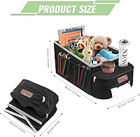 Vista 2 de FUNNy elf Organizador de asiento de automóvil, organizador de asiento de pasajero, almacenamiento plegable para automóvil con particiones y 4 Blanco