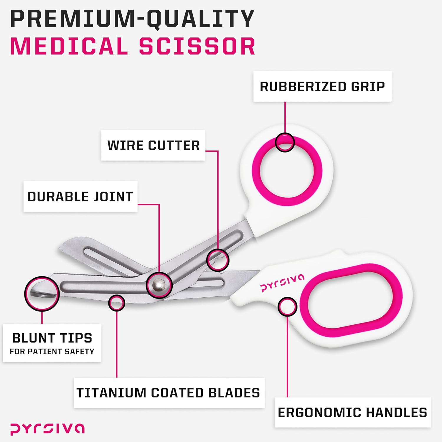 Trauma Shears - 7.5" Stainless Steel Bandage Scissors For Nurses & EMTs - Titanium Coated Professional Medical Shears For Doctors First Responders & Wound Care