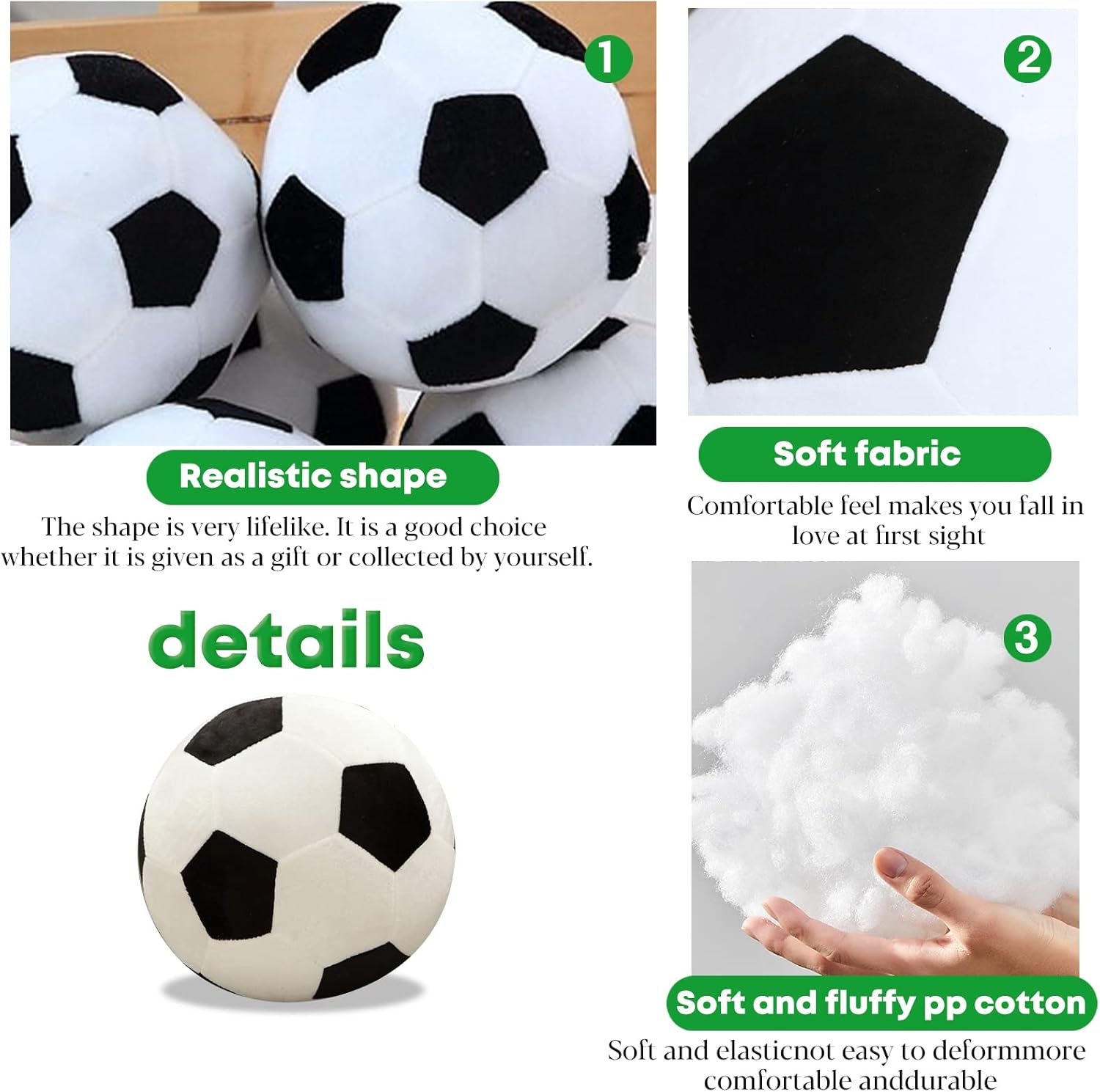 CHELEI2019 11" Soccer Plush Ball Shaped Pillow Stuffed Animal Football Boy Room Decor Toy Gift - Image 3