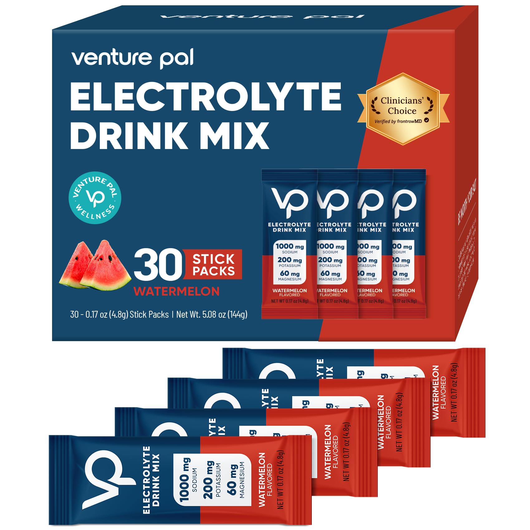 Venture Pal High Sodium Sugar Free Electrolytes Powder Packet, 30 Sticks