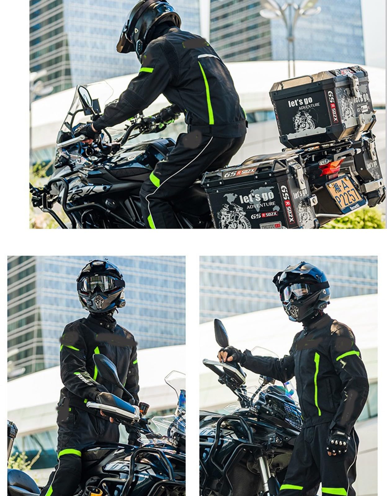 BLUEZY Moto Traje De Moto Para Hombre Chaqueta De Moto Impermeable Con Protecciones Chaqueta Moto Con Armadura Extraíble Chaqueta Pantalones De Moto Transpirables Para Las Cuatro Estaciones A,XL