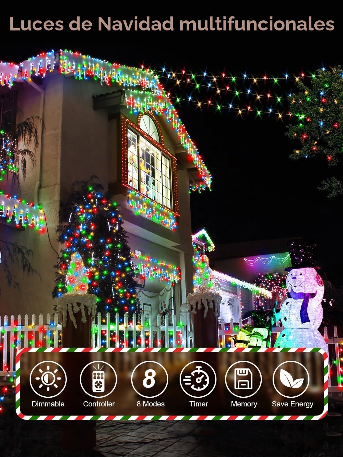 CGN Luces Navidad Exterior 105M 1000 LED Guirnalda Luces Exterior con Control Remoto y Temporizador, 8 Modos IP65 Luz Arbol Navidad para Exteriores y Interior para Fiesta Jardín Balcón Boda