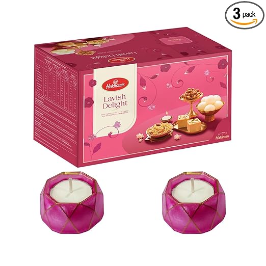 Haldiram's Lavish Delight Diwali Gift Box with 2 Small Diya + Free Diwali Greeting