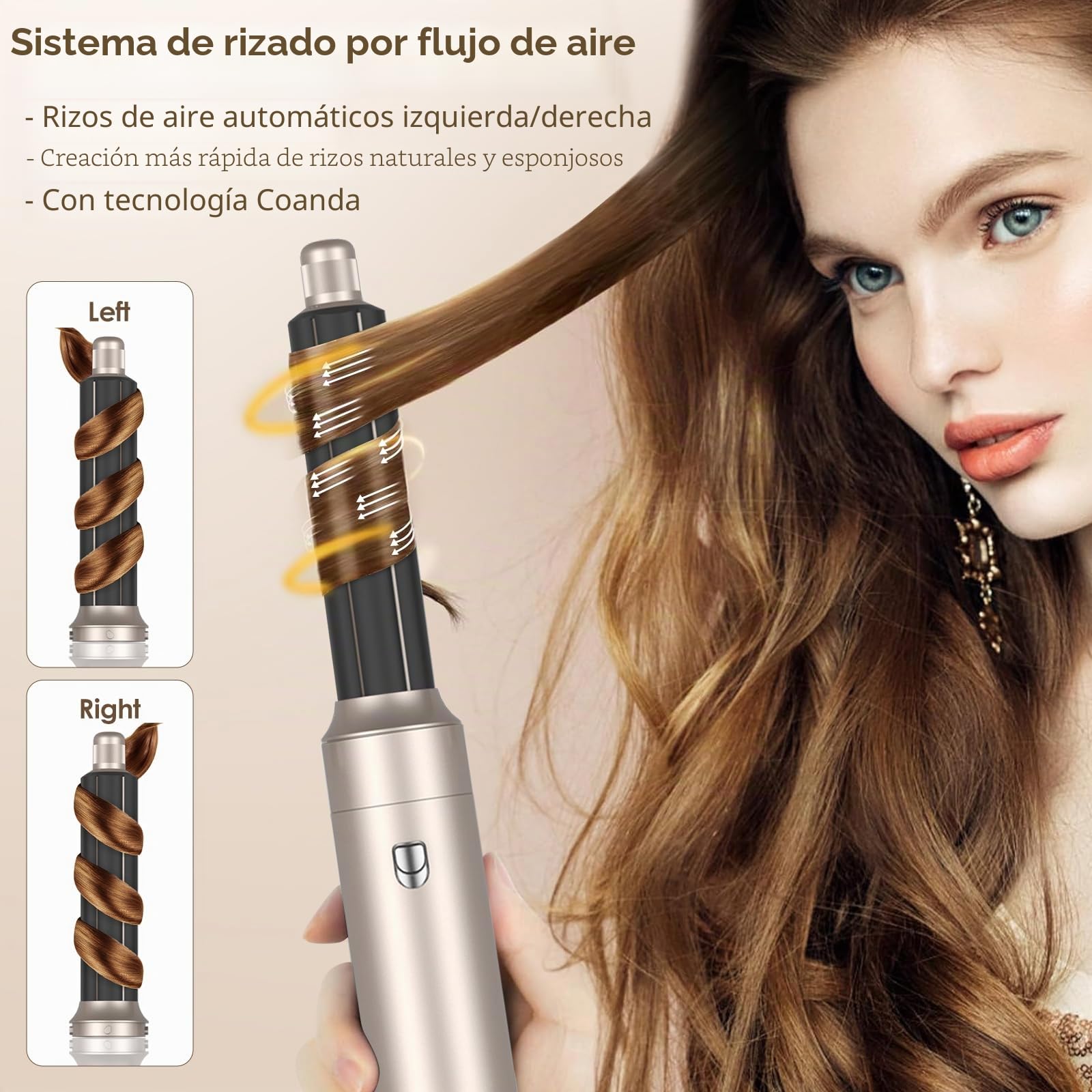 Cepillo Secador De Pelo, 1000W Air Styler Set,Cepillo De Aire Caliente Multifunción,Moldeador Pelo With Riza 3 Temperaturas, Tecnología Ion,Cepillo Alisador para Da Volumen, Alisa y Seca
