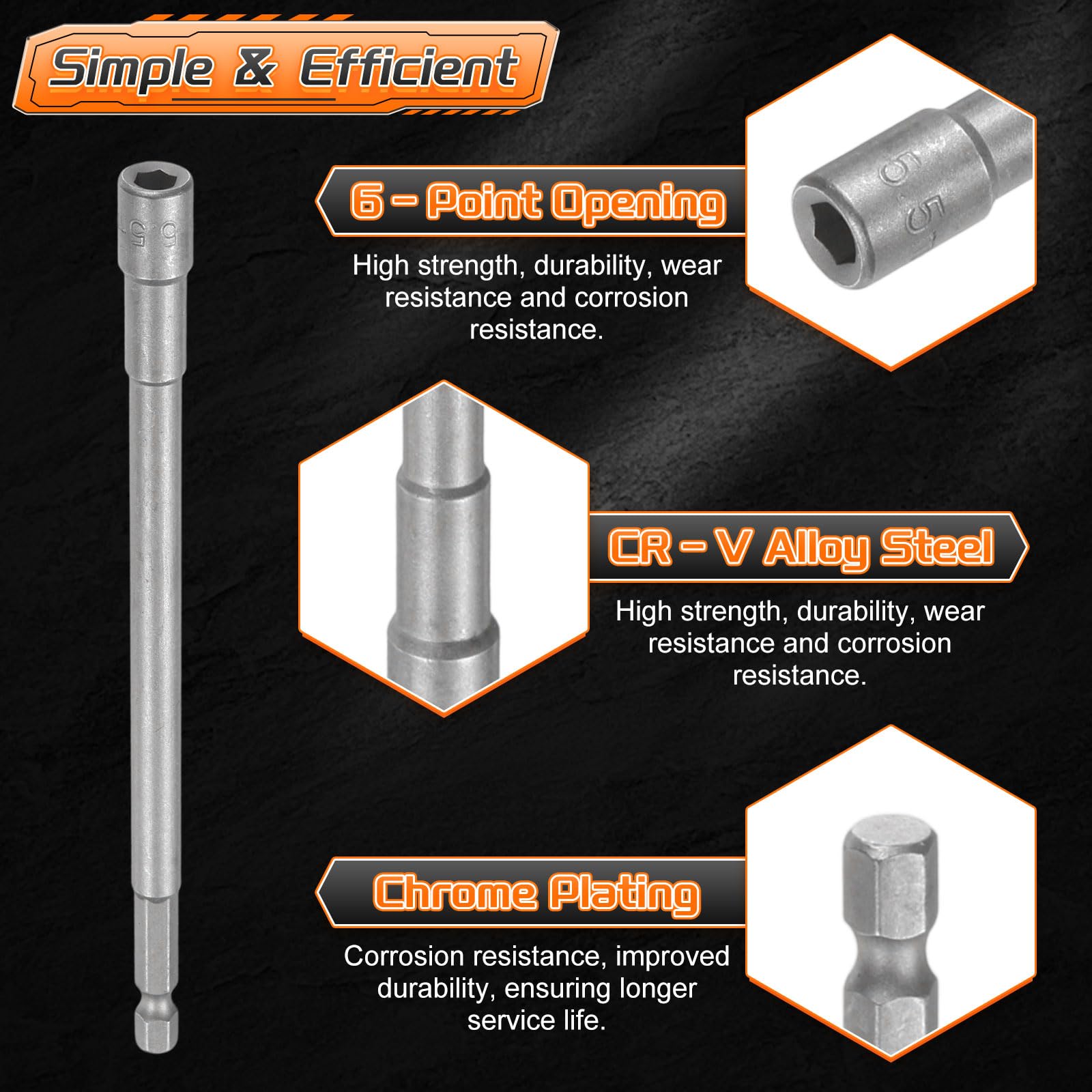 HARFINGTON Nut Driver Drill Bit - 6" Magnetic -5 HARFINGTON Nut Driver Drill Bit - 6" Magnetic -5