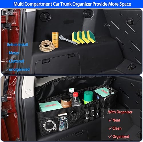 Miniatura 2 de Organizador de maletero de automóvil compatible con Toyota FJ Cruiser 2007-2021, organizador de almacenamiento trasero multicompartimento, bolsa de