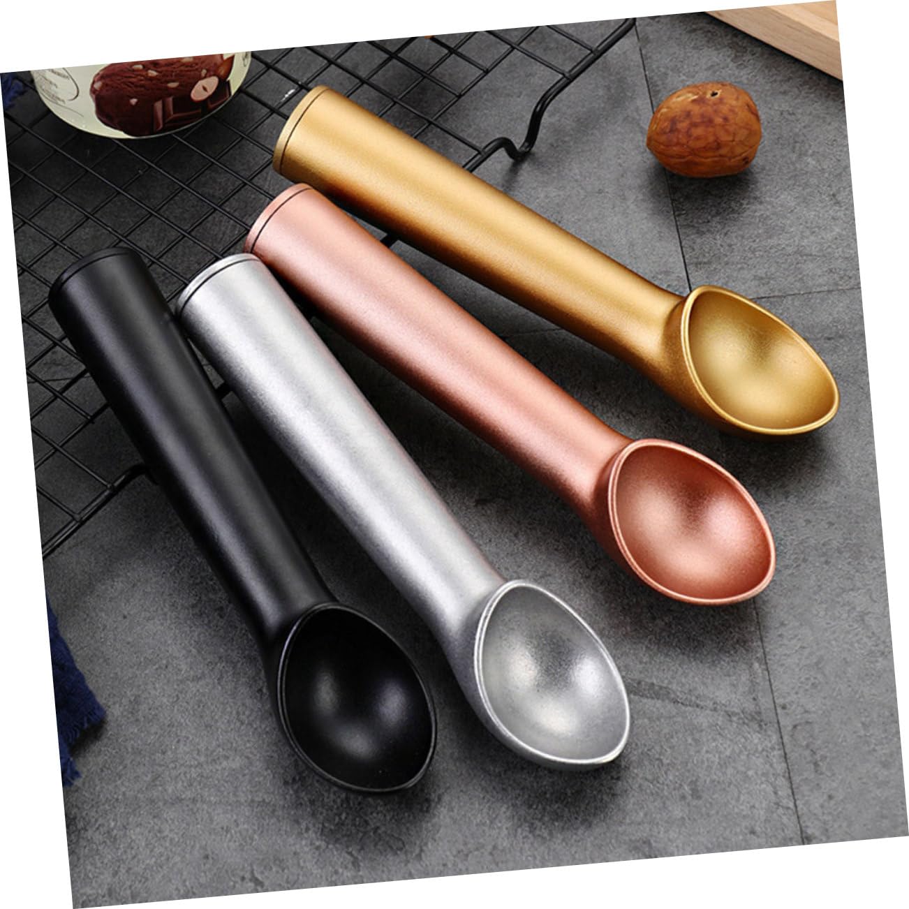 Cabilock 4 Pièces Lot de Cuillères à Glace Cuillères à Fruits et Dessert Pelles à Glace et Fruits