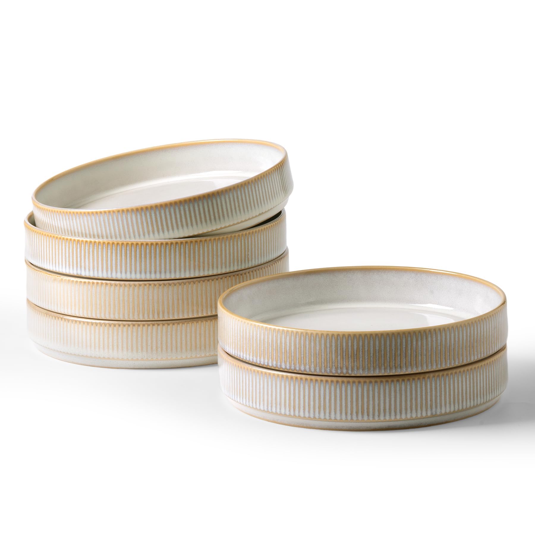Richmount Star: Juego de 6 piezas, platos hondos para pasta y cuencos para sopa, para cocina y mesa, resistente al microondas y al lavavajillas, Cappuccino Blanco