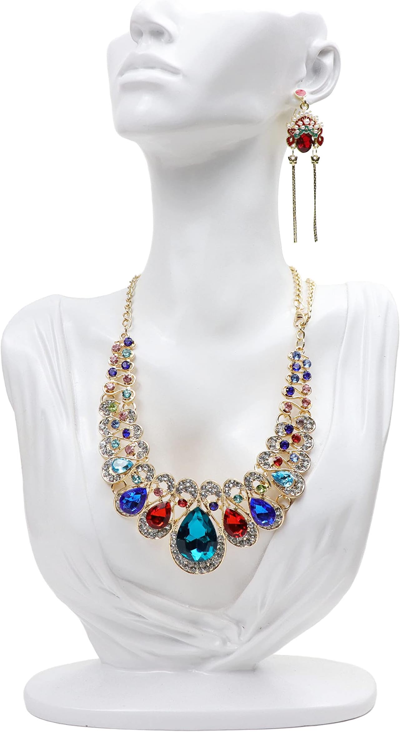 Homeanda Resin Necklace Pendant Chain Earring Jewelry Jewellry Bust Mannequin Organizer Holder Stand (White)