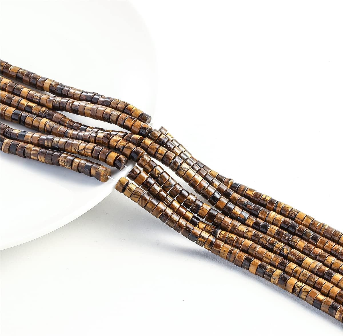Natural Yellow Tiger Eye Stone Spacer Beads 6x3mm 38cm/str Flat Round Loose Semi Gemstone Caps for Making Bracelets Necklace - Image 4