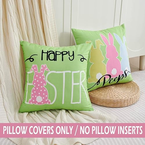 Miniatura 9 de CARRIE HOME Juego de 2 fundas de almohada de gnomo del día de San Patricio de 18 x 18 pulgadas fundas de almohada verdes de trébol de la suerte para