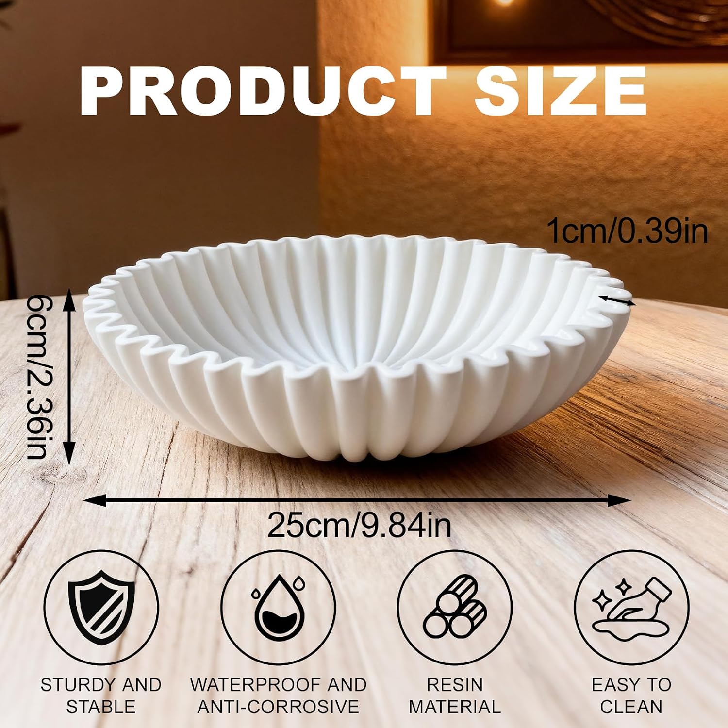 Decorative Bowl for Home Decor Scalloped Ruffle Key Tray for Entryway Table