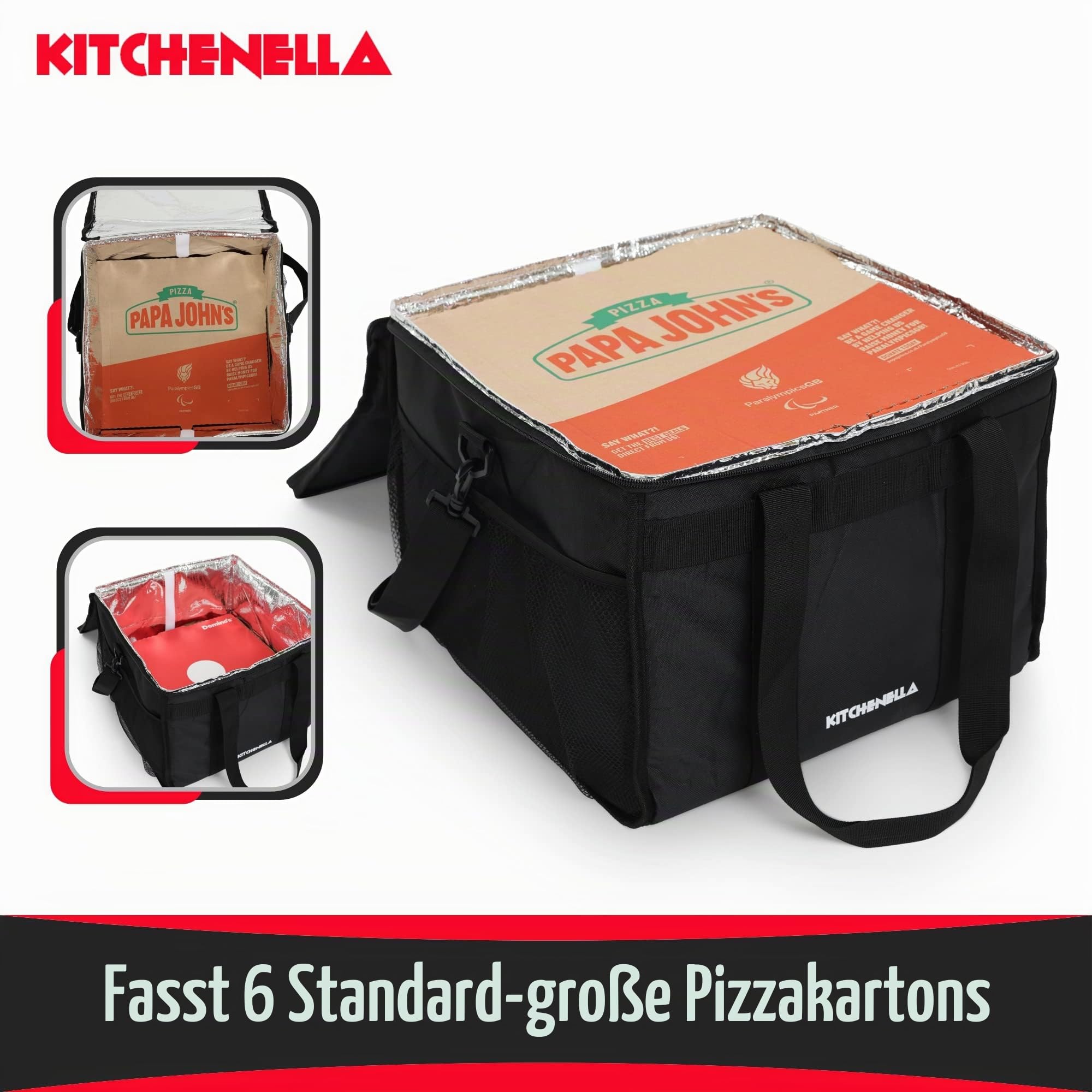 Kühltasche für heiße Lebensmittel, 40 Liter, 38 x 38 x 32 cm, Kühltasche für Picknicks am Strand, ideal für Pizza-Lieferfahrer, isoliert, hält Mahlzeiten warm oder kalt, zum Mitnehmen, Fast Food