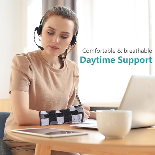 Miniatura 6 de Muñequera para túnel carpiano, soporte de noche, soporte fijo ajustable con doble férula, soporte de antebrazo con honda para tendinitis, síndrome