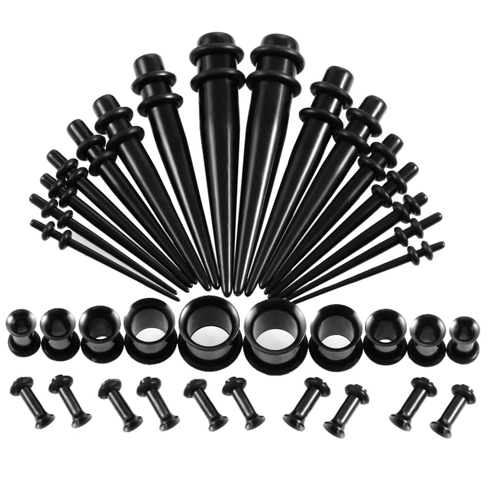 Ohr Tunnel Set Dehnungsstab, Ohr Tunnel Acryl mit 36PCS Gemischter Cone-Kanal Body Piercing Schmuck Geschenk Kit