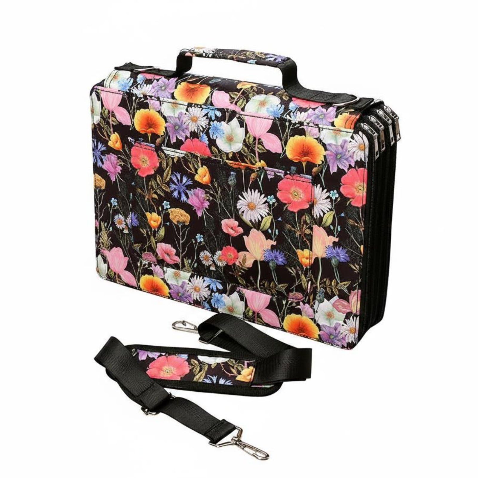 Astuccio Portamatite con Cerniera Astuccio Organizer Portacolori Porta Pennarelli Cartuccera Artistica con Scomparti Separati E Chiusure Lampo Robuste, Black