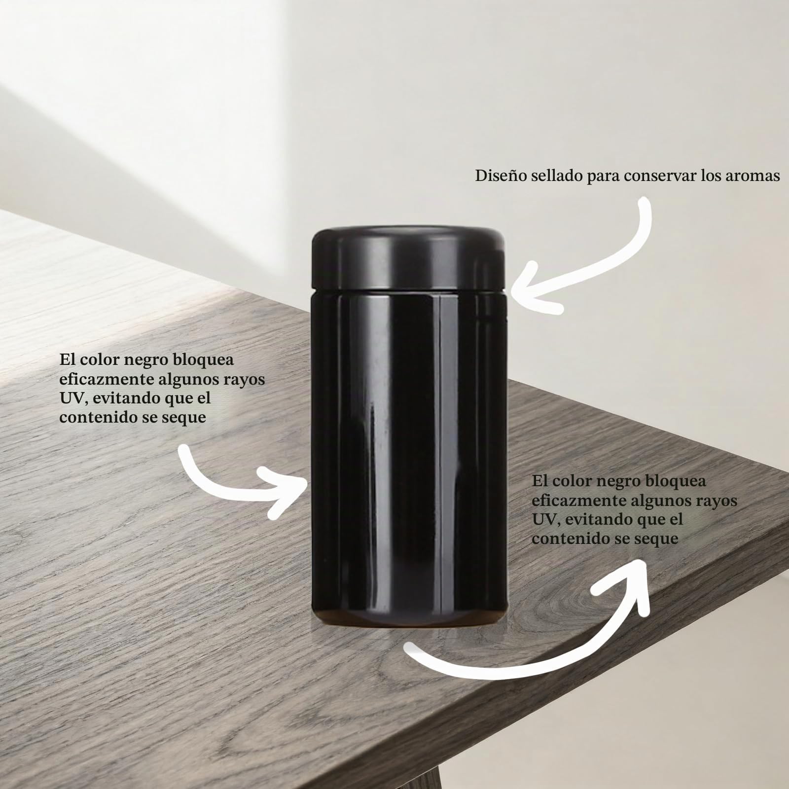 Tarro de cristal UV, hermético, a prueba de olores, para cocina, cristal con humedad digital, para café, té, especias, productos secos (250 ml)
