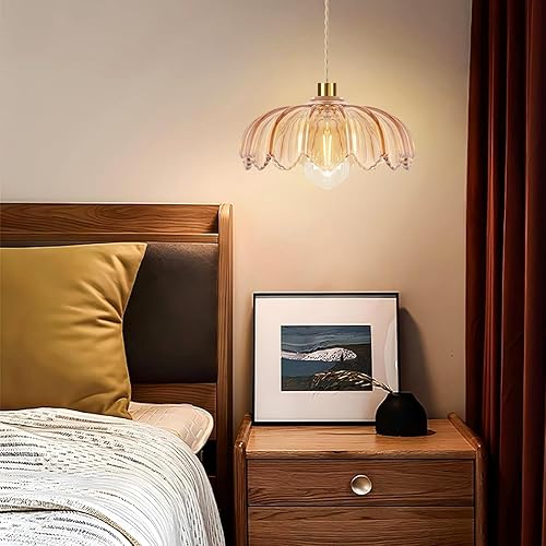 Miniatura 8 de Lámpara colgante enchufable con cable enchufable, moderna lámpara colgante dorada de mediados de siglo, cristal verde, vintage, regulable, flores,