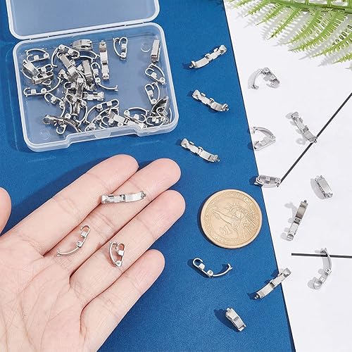 Miniatura 7 de UNICRAFTALE 8 juegos de 1.102 in 304 de acero inoxidable plegables de cierre ovalado para joyería, juego de cierre plegable, pequeño cierre de