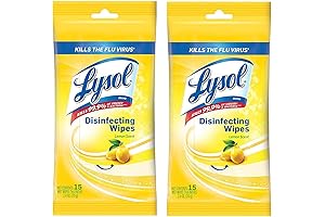 Lysol Disinfecting Wipes To-Go Pack, Lemon Scent, 15 Count (Pack of 2)