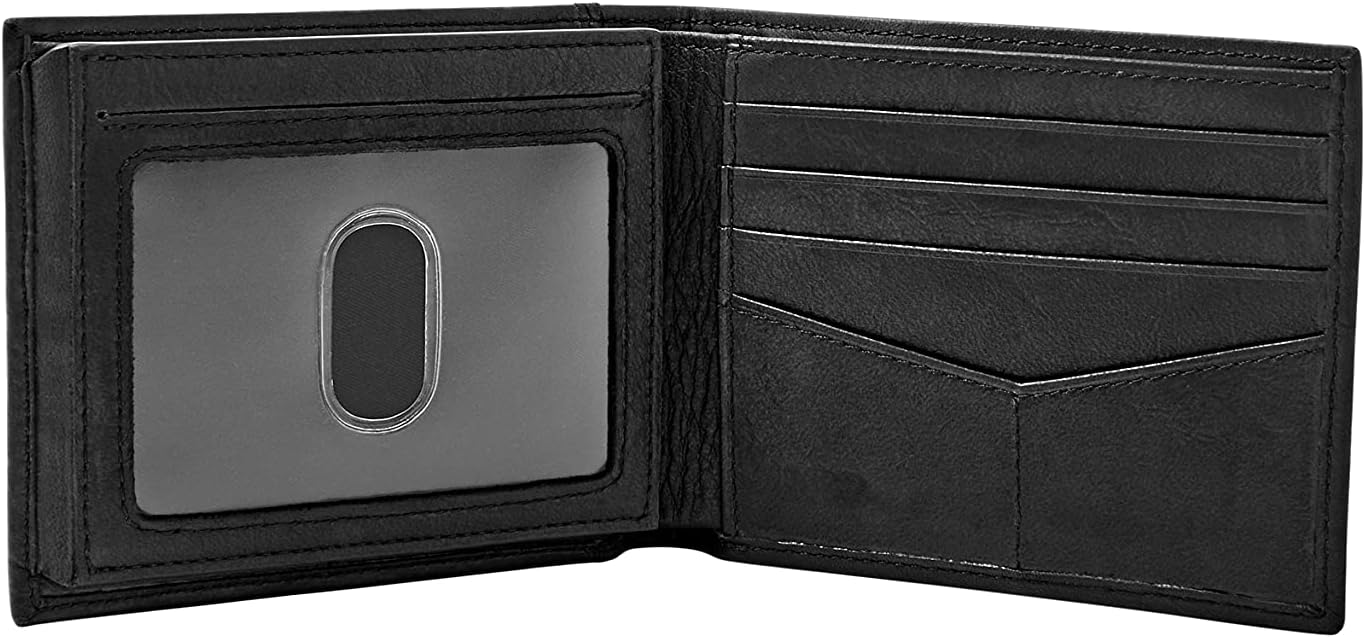 Fossil Men's Ingram Leather RFID-Blocking Bifold Wallet with Flip ID Window for Men Black