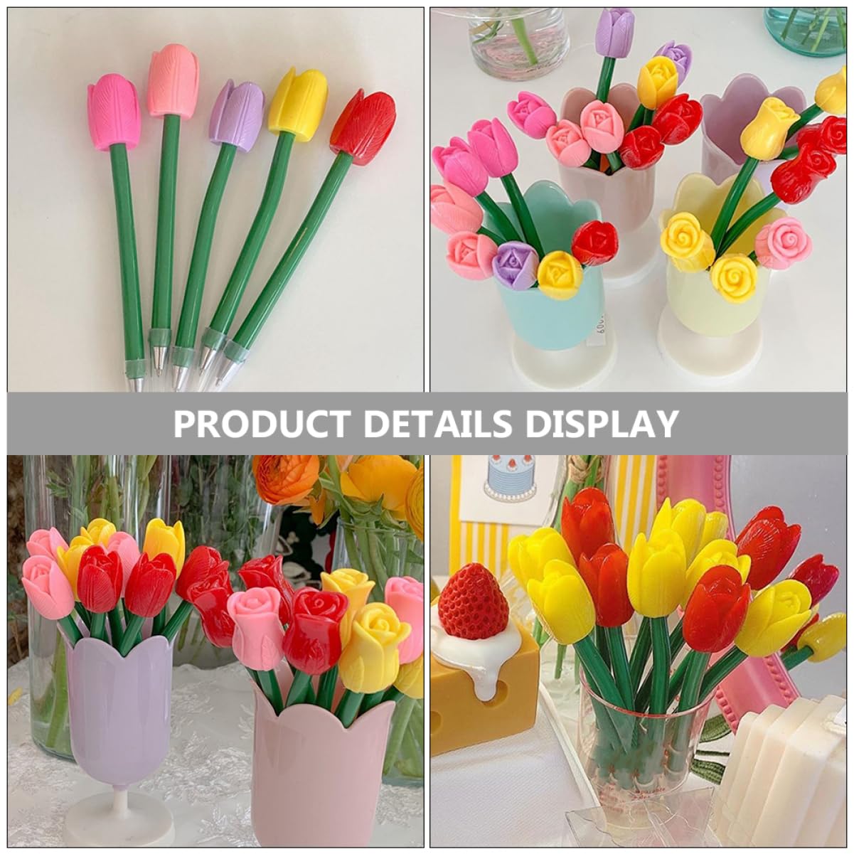 5 Set Penna A Tulipano Simulata Penne Nere A Punta Penne Gel Cancellabili Punto Penna A Punta Fine Marcatore Pastello Evidenziatori Marcatori Evidenziatore Note Plastica 5 Pezzi*5