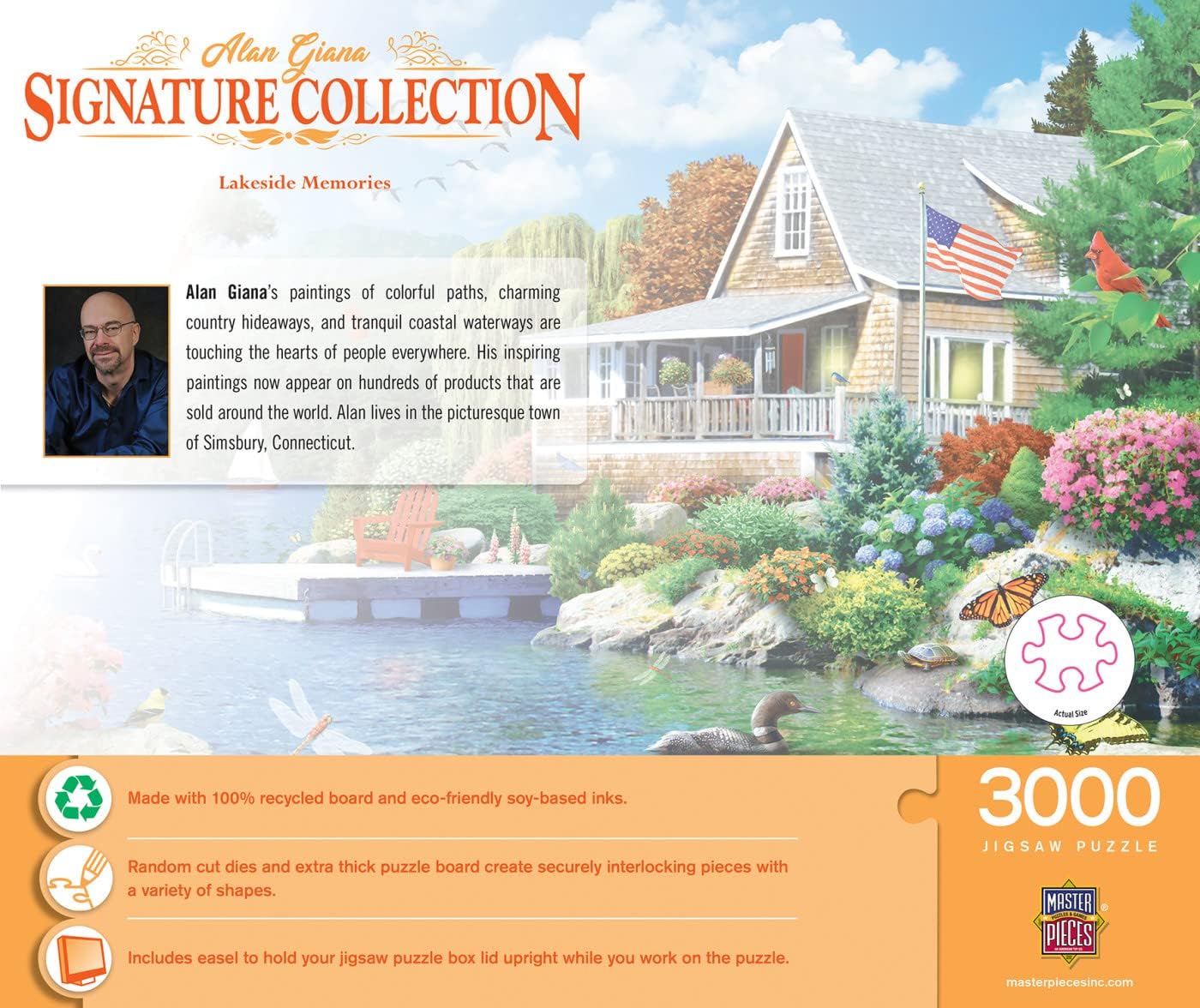 MasterPieces Jigsaw Puzzle 3000 Pieces for Adults - Lakeside Memories - 32"x45" - Eco-Friendly, Matte Finish, Bonus Easel