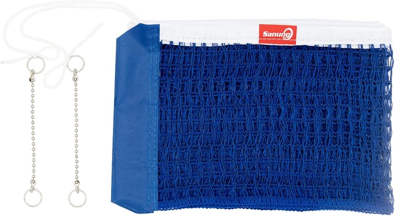 Sanung C-X2 Red de tenis de mesa para cualquier mesa estándar, Red de ping pong profesional con 2 cadenas para entrenamiento, competición, tensión ajustable gruesa para interiores y exteriores, azul real